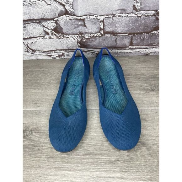 Rothy's The Square Pacific Blue Knit Fabric Ballet Flats Women Sz 11M US/42EU - Picture 2 of 16